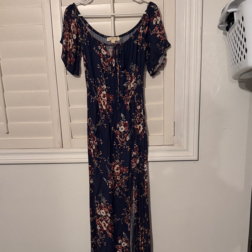 Love Stitch Navy Floral Maxi Dress